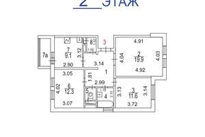 3-к квартира, вторичка, 70м2, 2/14 этаж