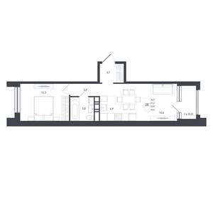 2-к квартира, вторичка, 43м2, 7/8 этаж
