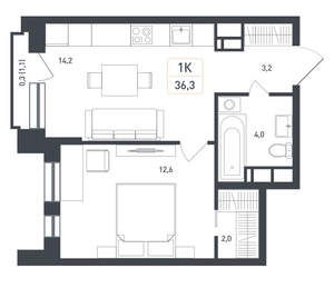 1-к квартира, вторичка, 36м2, 8/8 этаж