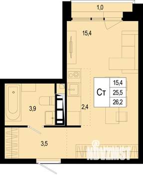 Студия квартира, вторичка, 26м2, 4/8 этаж