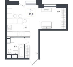Студия квартира, вторичка, 30м2, 3/8 этаж