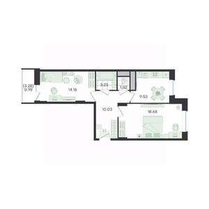 2-к квартира, вторичка, 58м2, 14/23 этаж