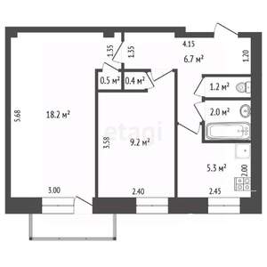 2-к квартира, вторичка, 44м2, 3/9 этаж