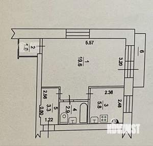 1-к квартира, вторичка, 34м2, 5/5 этаж