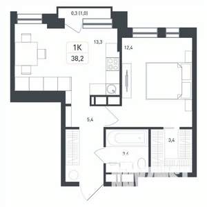 1-к квартира, вторичка, 38м2, 4/8 этаж