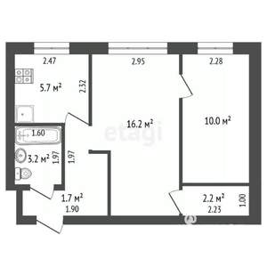2-к квартира, вторичка, 40м2, 1/2 этаж