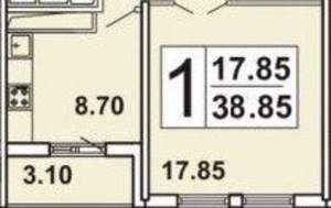 1-к квартира, вторичка, 38м2, 5/14 этаж