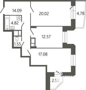 2-к квартира, вторичка, 73м2, 4/17 этаж