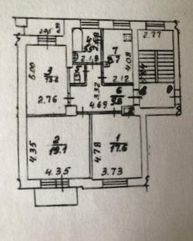 3-к квартира, вторичка, 76м2, 3/4 этаж