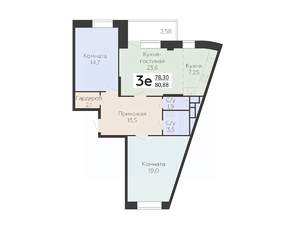 3-к квартира, вторичка, 81м2, 15/22 этаж