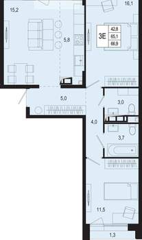 Студия квартира, вторичка, 65м2, 4/8 этаж