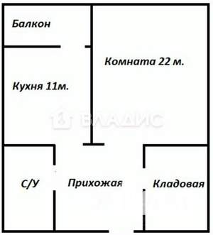 1-к квартира, вторичка, 45м2, 2/22 этаж