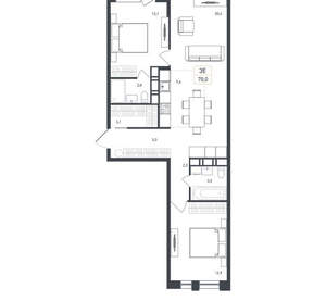 Студия квартира, вторичка, 70м2, 6/8 этаж