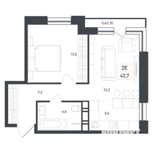 2-к квартира, вторичка, 43м2, 3/8 этаж