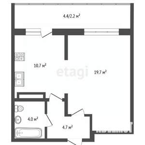 1-к квартира, вторичка, 41м2, 16/22 этаж
