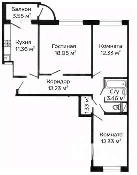 3-к квартира, вторичка, 71м2, 5/10 этаж