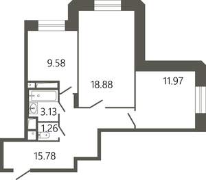 2-к квартира, вторичка, 61м2, 2/17 этаж
