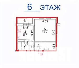1-к квартира, вторичка, 38м2, 6/18 этаж