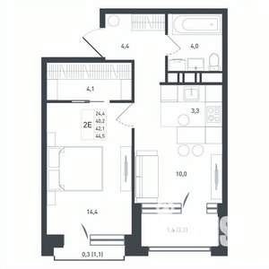 2-к квартира, вторичка, 44м2, 8/8 этаж