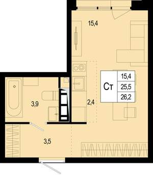 Студия квартира, вторичка, 26м2, 4/8 этаж