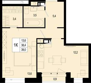 Студия квартира, вторичка, 38м2, 5/8 этаж