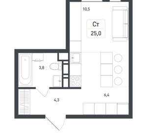 Студия квартира, вторичка, 25м2, 8/8 этаж