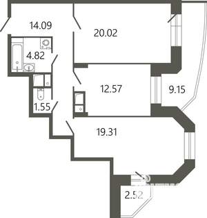2-к квартира, вторичка, 76м2, 10/17 этаж