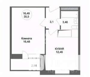 1-к квартира, вторичка, 35м2, 4/10 этаж