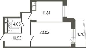 1-к квартира, вторичка, 48м2, 5/17 этаж