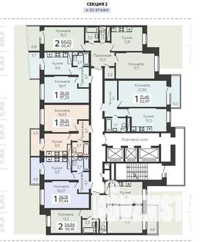 2-к квартира, вторичка, 67м2, 20/20 этаж