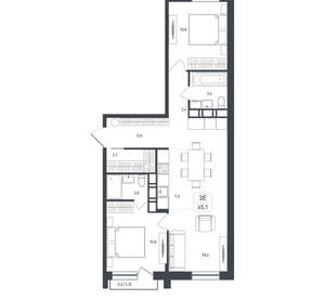 3-к квартира, вторичка, 65м2, 7/8 этаж