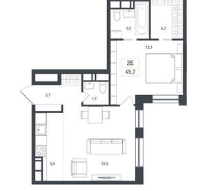 Студия квартира, вторичка, 46м2, 7/8 этаж