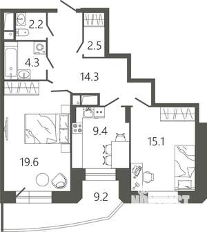 2-к квартира, вторичка, 70м2, 17/17 этаж