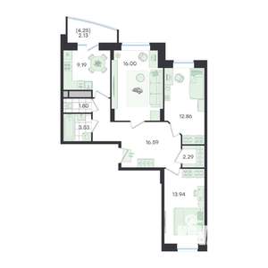 3-к квартира, вторичка, 78м2, 4/23 этаж