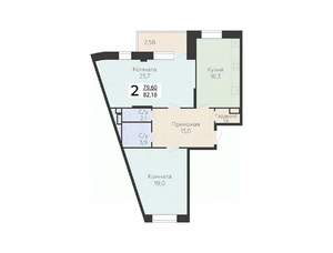 2-к квартира, вторичка, 82м2, 19/22 этаж