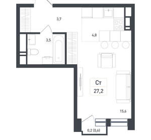Студия квартира, вторичка, 28м2, 2/8 этаж