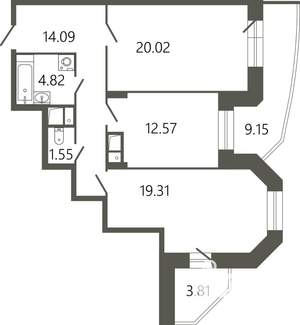 2-к квартира, вторичка, 75м2, 14/17 этаж