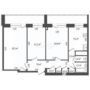 3-к квартира, вторичка, 77м2, 7/15 этаж