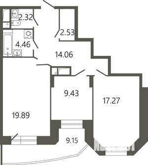 2-к квартира, вторичка, 73м2, 8/17 этаж