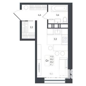 Студия квартира, вторичка, 27м2, 8/8 этаж