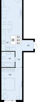 2-к квартира, вторичка, 47м2, 1/8 этаж