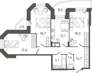 3-к квартира, вторичка, 93м2, 6/17 этаж