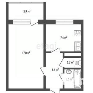 1-к квартира, вторичка, 35м2, 3/9 этаж