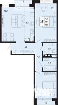Студия квартира, вторичка, 65м2, 4/8 этаж