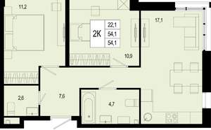 Студия квартира, вторичка, 54м2, 1/8 этаж