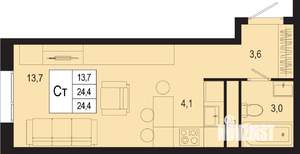 Студия квартира, вторичка, 24м2, 1/8 этаж