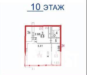 Студия квартира, вторичка, 38м2, 1/18 этаж