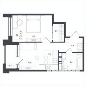 Студия квартира, строящийся дом, 41м2, 5/8 этаж