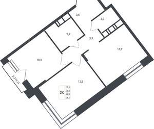 2-к квартира, вторичка, 51м2, 5/8 этаж