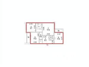 3-к квартира, вторичка, 72м2, 3/18 этаж